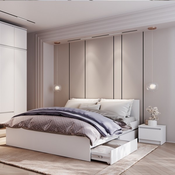 Кровать "Симпл-КР-12" 1.4 м. Белый (BTS)